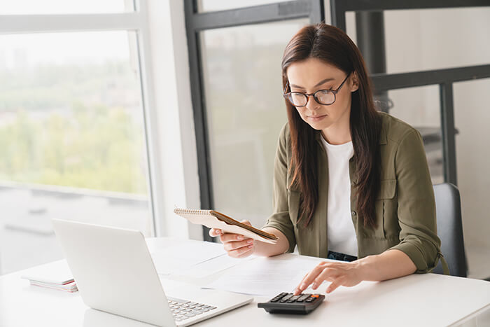 Woman checking the company budget